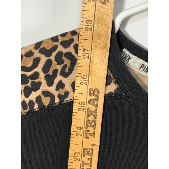 PINK Victoria's Secret Leopard Print Long Sleeve T-Shirt Black Size XS - Picture 5 of 6